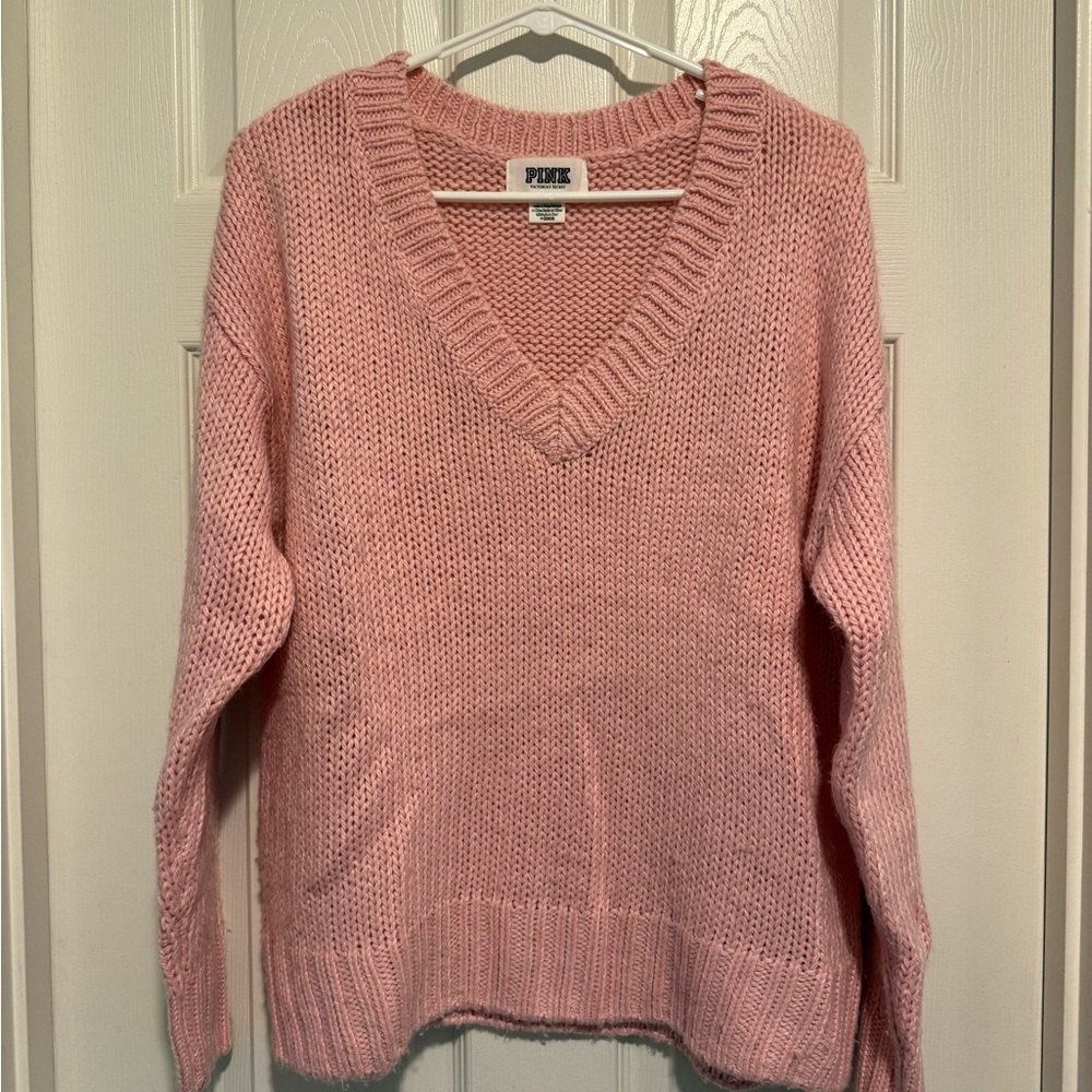 PINK Victoria's Secret Cozy Pink V-Neck Sweater